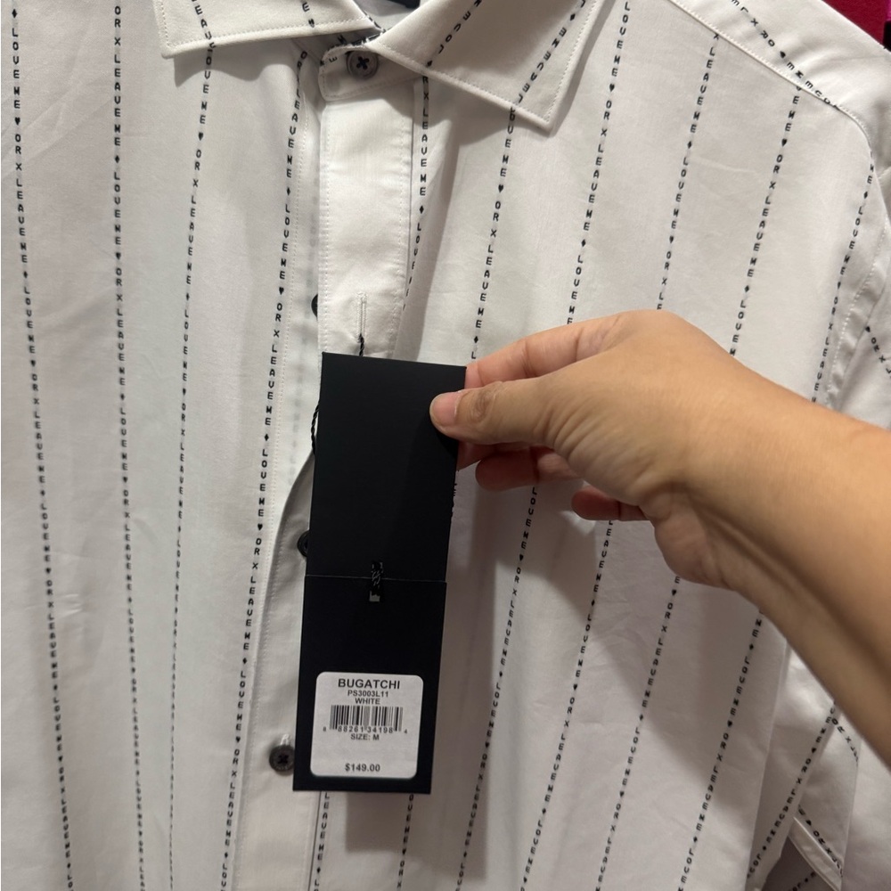 Bugatchi White Striped Men's Shirt